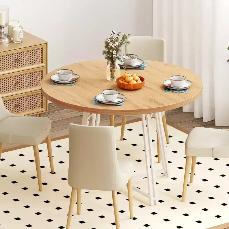 Table à manger Costway de 119 cm avec 8 pieds de support en métal et base en croix pour salle à manger