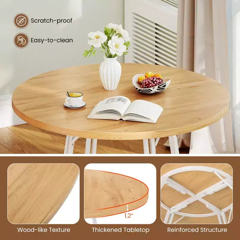 Table à manger Costway de 119 cm avec 8 pieds de support en métal et base en croix pour salle à manger