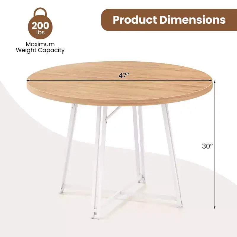 Table à manger Costway de 119 cm avec 8 pieds de support en métal et base en croix pour salle à manger