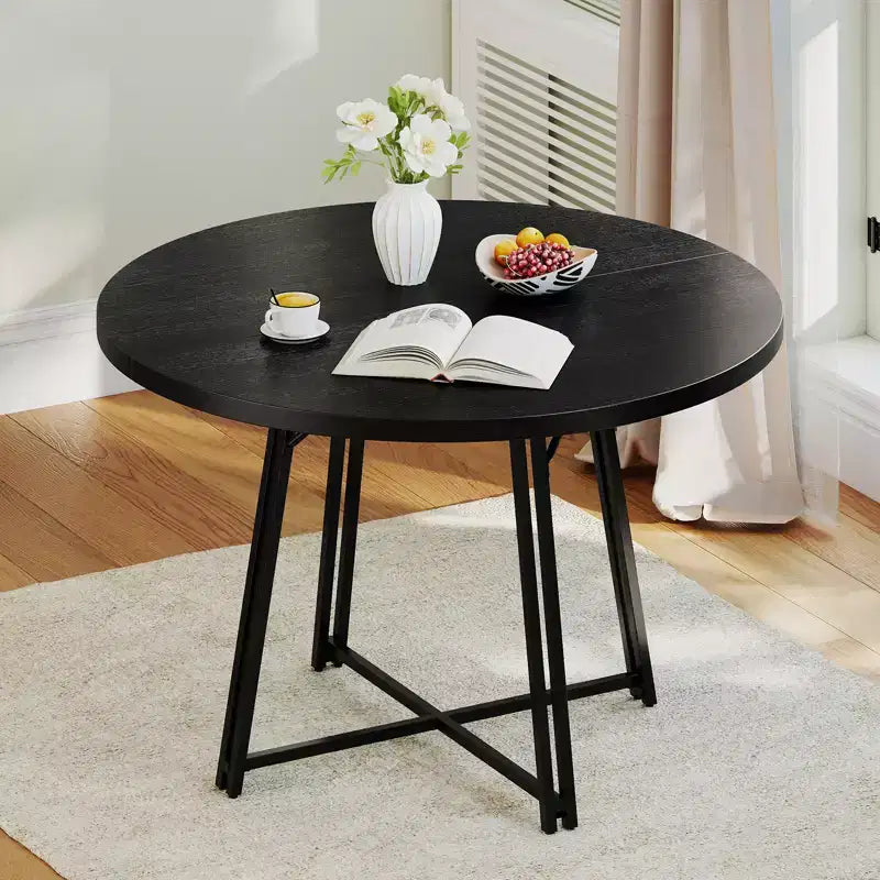 Table à manger Costway de 119 cm avec 8 pieds de support en métal et base en croix pour salle à manger
