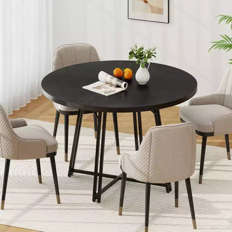 Table à manger Costway de 119 cm avec 8 pieds de support en métal et base en croix pour salle à manger