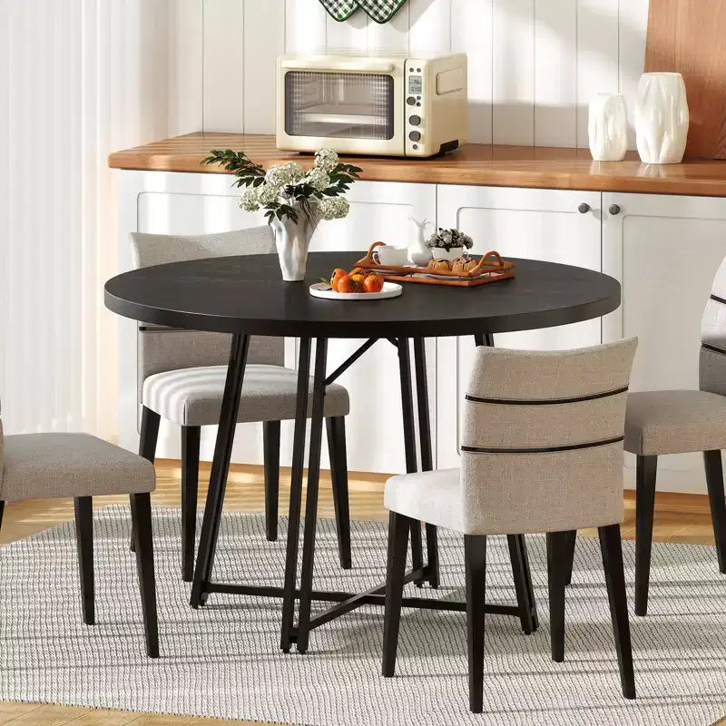 Table à manger Costway de 119 cm avec 8 pieds de support en métal et base en croix pour salle à manger