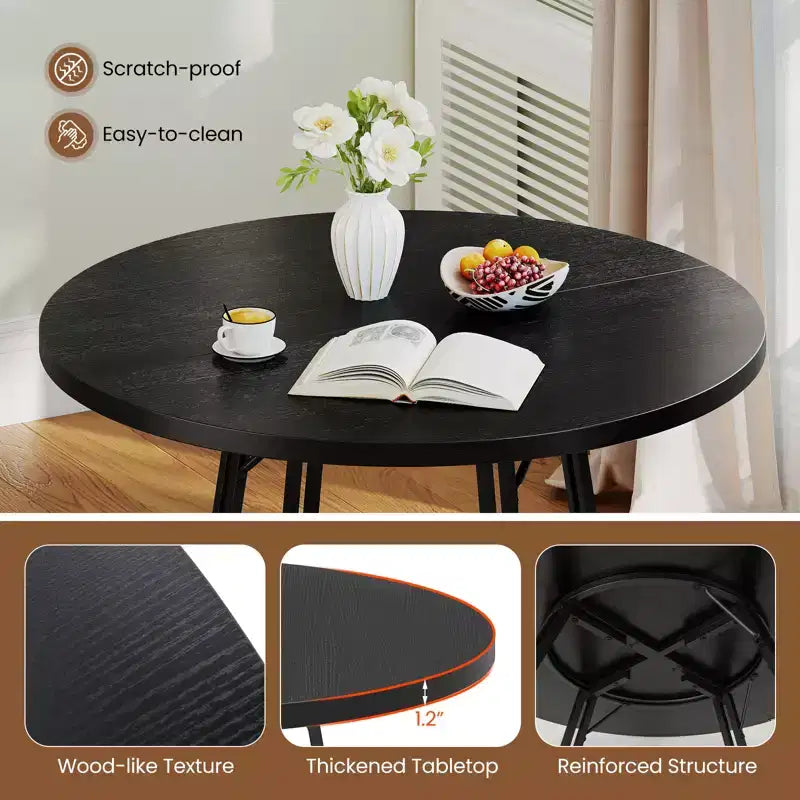 Table à manger Costway de 119 cm avec 8 pieds de support en métal et base en croix pour salle à manger