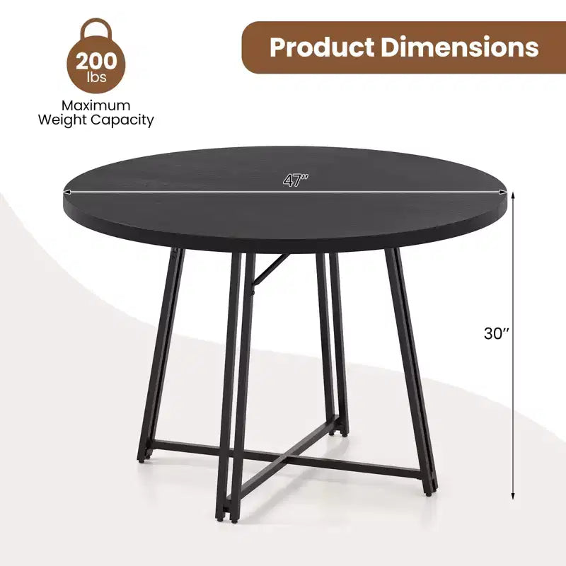 Table à manger Costway de 119 cm avec 8 pieds de support en métal et base en croix pour salle à manger