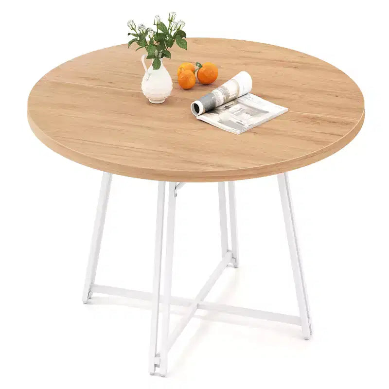 Table à manger Costway de 119 cm avec 8 pieds de support en métal et base en croix pour salle à manger