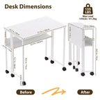 Bureau pliable petit bureau roulant avec étagère de rangement, table d'ordinateur pliable de 80 cm pour petits espaces, table de canapé peu encombrante avec roulettes