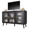Black Sideboard Buffet Cabinet with Storage, Buffet Cabinet with Fluted Glass Door and Drawers, Sideboard