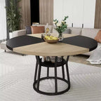 Table à manger ronde pour 4-6 personnes, table de cuisine de ferme de 107 cm avec rangement, tables à dîner circulaires pour cuisine, salle à manger, salon, appartement