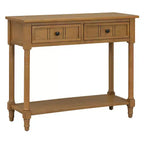 35.4 Table console traditionnelle avec tiroirs et étagère, table d'entrée vintage en pin, table de canapé compacte pour salon ou couloir-Panipeachy