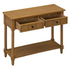 35.4 Table console traditionnelle avec tiroirs et étagère, table d'entrée vintage en pin, table de canapé compacte pour salon ou couloir-Panipeachy