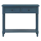 35.4 Table console traditionnelle avec tiroirs et étagère, table d'entrée vintage en pin, table de canapé compacte pour salon ou couloir-Panipeachy