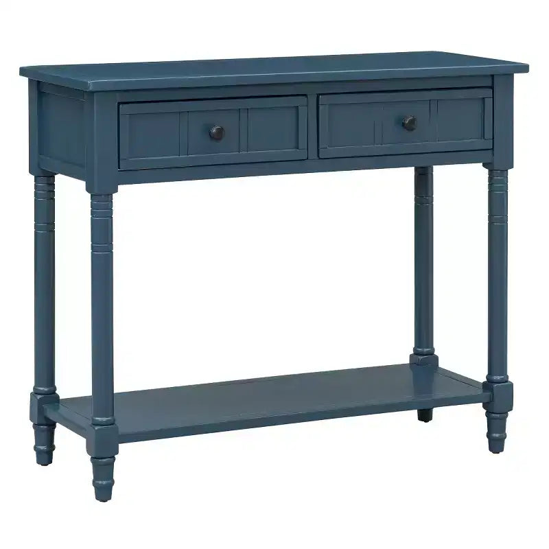 35.4 Table console traditionnelle avec tiroirs et étagère, table d'entrée vintage en pin, table de canapé compacte pour salon ou couloir-Panipeachy