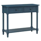35.4 Table console traditionnelle avec tiroirs et étagère, table d'entrée vintage en pin, table de canapé compacte pour salon ou couloir-Panipeachy