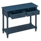 35.4 Table console traditionnelle avec tiroirs et étagère, table d'entrée vintage en pin, table de canapé compacte pour salon ou couloir-Panipeachy