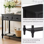 35.4 Table console traditionnelle avec tiroirs et étagère, table d'entrée vintage en pin, table de canapé compacte pour salon ou couloir-Panipeachy