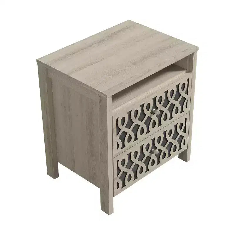 Tables de chevet Galano Modernes à 2 tiroirs avec rangement ouvert 53 cm L 40 cm P 57,6 cm H