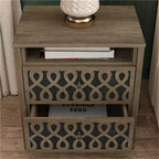 Tables de chevet Galano Modernes à 2 tiroirs avec rangement ouvert 53 cm L 40 cm P 57,6 cm H
