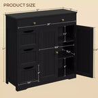 Meuble de Rangement de Salle de Bain en Bois Yaheetech, Meuble Bas avec Étagère Réglable, Noir