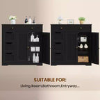 Meuble de Rangement de Salle de Bain en Bois Yaheetech, Meuble Bas avec Étagère Réglable, Noir
