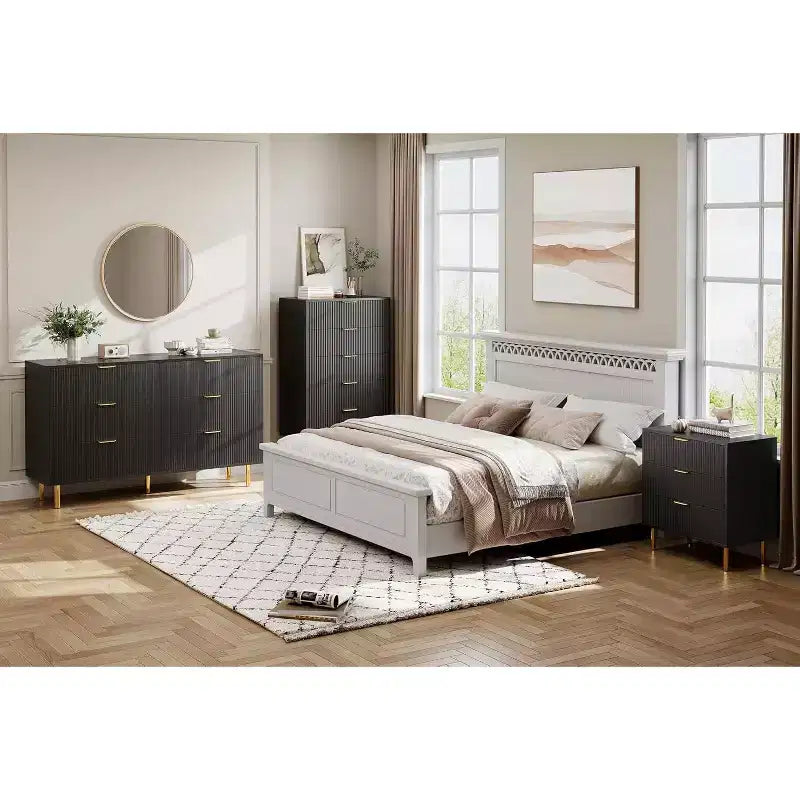 Meuble à 6 tiroirs thermoformé à arc intérieur, noir, coins arrondis, sûr et durable, rangement de vêtements pour chambre à coucher