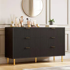 Meuble à 6 tiroirs thermoformé à arc intérieur, noir, coins arrondis, sûr et durable, rangement de vêtements pour chambre à coucher
