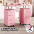 Table de manucure, bureau à ongles pour technicienne en pose d'ongles, poste de travail pour ongles avec collecteur de poussière électrique, table de rangement pour salon de manucure