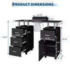 Table de manucure, bureau à ongles pour technicienne en pose d'ongles, poste de travail pour ongles avec collecteur de poussière électrique, table de rangement pour salon de manucure