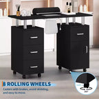 Table de manucure, bureau à ongles pour technicienne en pose d'ongles, poste de travail pour ongles avec collecteur de poussière électrique, table de rangement pour salon de manucure