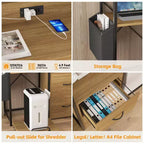 Meuble de classement, classeur compatible avec les dossiers de taille lettre/A4, 2 tiroirs pour bureau à domicile avec multiprise, lumières LED, étagère ouverte