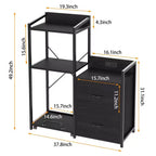 Meuble de classement, classeur compatible avec les dossiers de taille lettre/A4, 2 tiroirs pour bureau à domicile avec multiprise, lumières LED, étagère ouverte