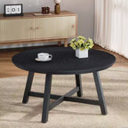 36 Round Coffee Table for Living Room, Large Circle Center Table, Thick Metal Legs & Adjustable Feet, Modern Round Coffee Tables for Apartments