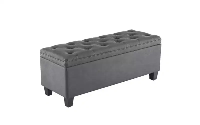 Banc ottoman rectangulaire capitonné Okak de style moderne avec fonction de rangement, banc de rangement rembourré pour salon, chambre à coucher