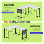 Bureau de jeu en L TUYOHW, bureau d'angle avec cadre métallique, support CPU et rangement latéral, plateau étanche pour bureau à domicile