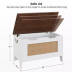 Coffre de rangement, banc de rangement en rotin de 76 cm avec charnière de sécurité, coffre à couvertures à abattant, supporte 159 kg, pour entrée, salon, chambre à coucher