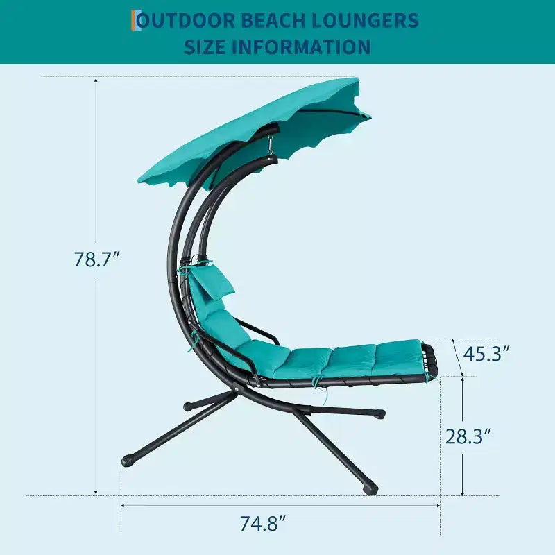Acekool Chaise longue suspendue, Transat hamac incurvé avec auvent pour extérieur et intérieur, patio, jardin, rouge/vert/gris