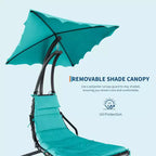 Acekool Chaise longue suspendue, Transat hamac incurvé avec auvent pour extérieur et intérieur, patio, jardin, rouge/vert/gris