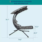 Acekool Chaise longue suspendue, Transat hamac incurvé avec auvent pour extérieur et intérieur, patio, jardin, rouge/vert/gris