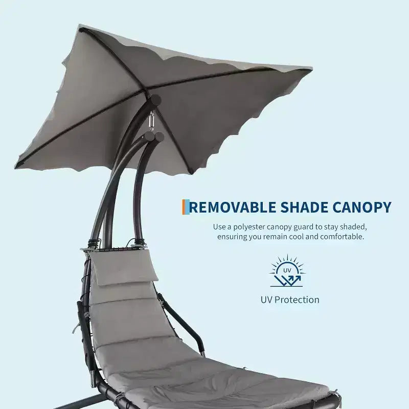 Acekool Chaise longue suspendue, Transat hamac incurvé avec auvent pour extérieur et intérieur, patio, jardin, rouge/vert/gris