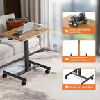 Bureau mobile assis-debout réglable en hauteur TUYOHW avec roulettes, table d'appoint portable pour la maison, le bureau, la salle de classe, le lit, le canapé, peu encombrant, facile à monter