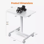 Bureau mobile assis-debout réglable en hauteur TUYOHW avec roulettes, table d'appoint portable pour la maison, le bureau, la salle de classe, le lit, le canapé, peu encombrant, facile à monter