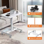 Bureau mobile assis-debout réglable en hauteur TUYOHW avec roulettes, table d'appoint portable pour la maison, le bureau, la salle de classe, le lit, le canapé, peu encombrant, facile à monter