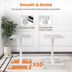 Bureau mobile assis-debout réglable en hauteur TUYOHW avec roulettes, table d'appoint portable pour la maison, le bureau, la salle de classe, le lit, le canapé, peu encombrant, facile à monter
