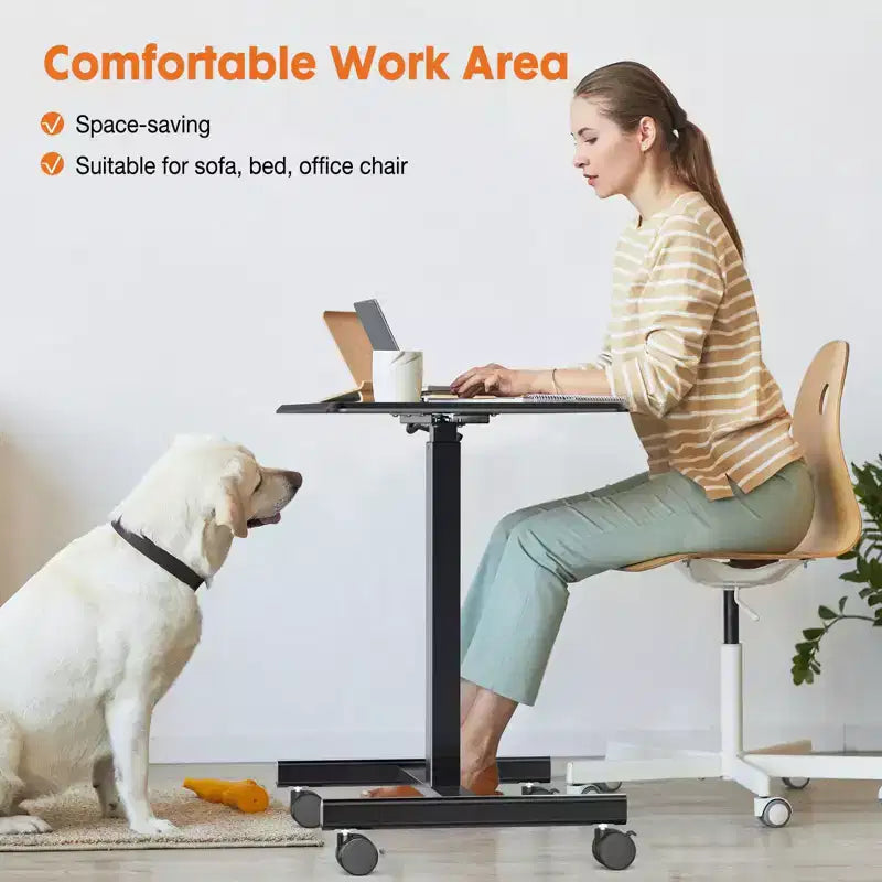 Bureau mobile assis-debout réglable en hauteur TUYOHW avec roulettes, table d'appoint portable pour la maison, le bureau, la salle de classe, le lit, le canapé, peu encombrant, facile à monter