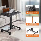 Bureau mobile assis-debout réglable en hauteur TUYOHW avec roulettes, table d'appoint portable pour la maison, le bureau, la salle de classe, le lit, le canapé, peu encombrant, facile à monter