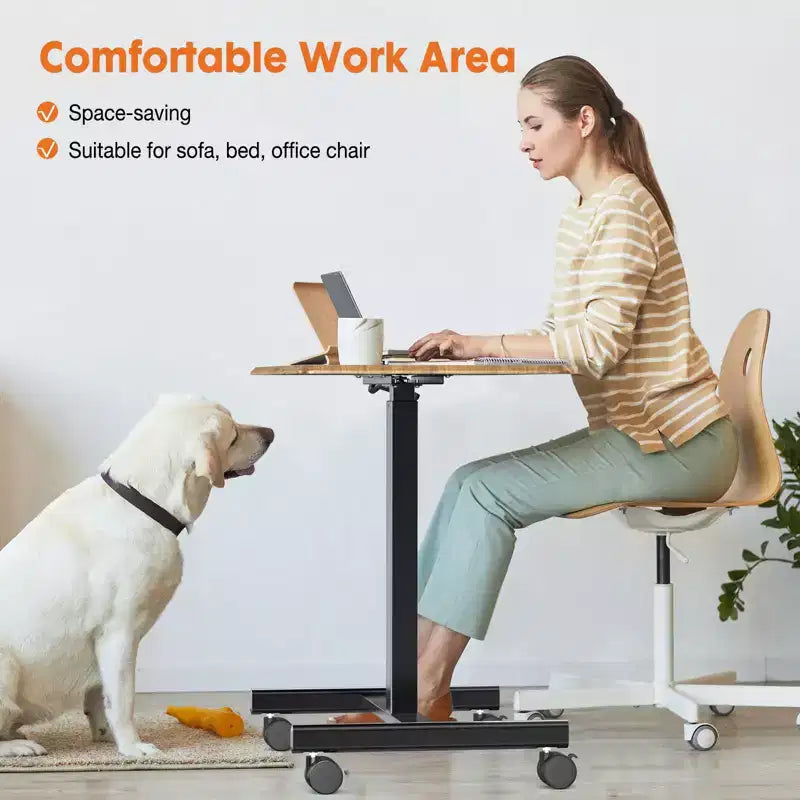 Bureau mobile assis-debout réglable en hauteur TUYOHW avec roulettes, table d'appoint portable pour la maison, le bureau, la salle de classe, le lit, le canapé, peu encombrant, facile à monter