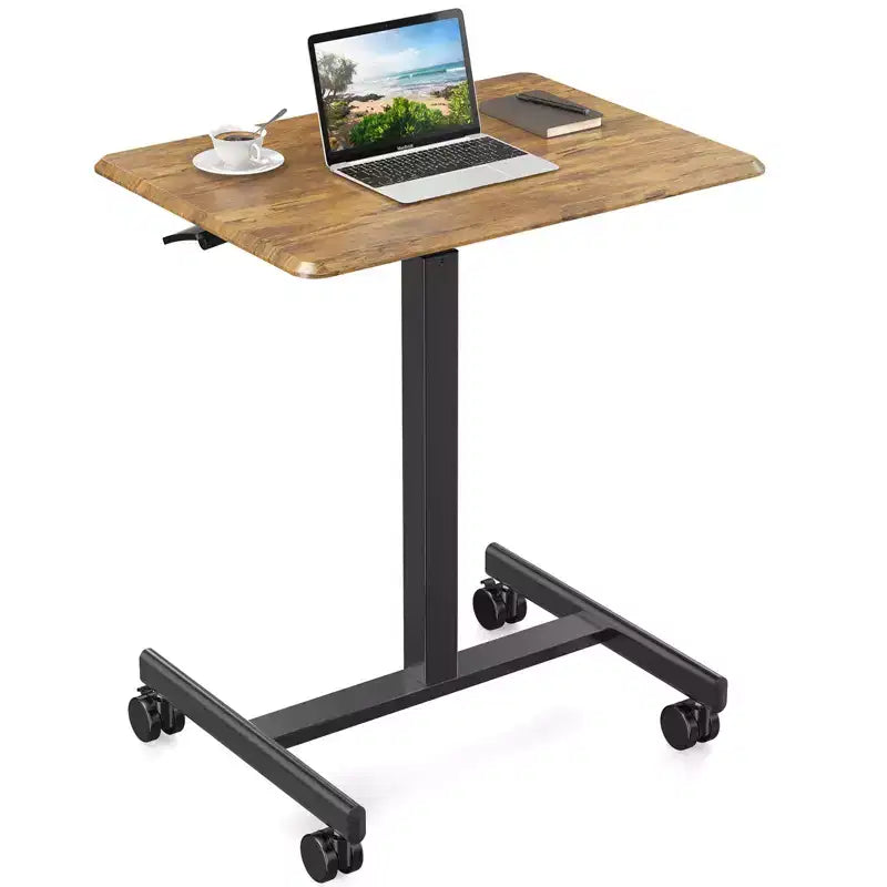 Bureau mobile assis-debout réglable en hauteur TUYOHW avec roulettes, table d'appoint portable pour la maison, le bureau, la salle de classe, le lit, le canapé, peu encombrant, facile à monter
