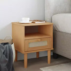 vidaXL Table de Chevet Meuble de Chambre à Coucher SENJA Effet Rotin Bois Massif de Pin, Bois d'Ingénierie - Table de Nuit