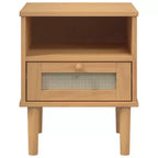 vidaXL Table de Chevet Meuble de Chambre à Coucher SENJA Effet Rotin Bois Massif de Pin, Bois d'Ingénierie - Table de Nuit