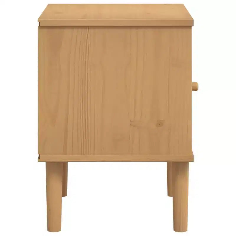 vidaXL Table de Chevet Meuble de Chambre à Coucher SENJA Effet Rotin Bois Massif de Pin, Bois d'Ingénierie - Table de Nuit