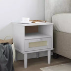 vidaXL Table de Chevet Meuble de Chambre à Coucher SENJA Effet Rotin Bois Massif de Pin, Bois d'Ingénierie - Table de Nuit